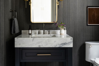 Inspiration for a modern powder room remodel in Boston