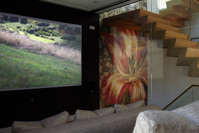 Trendy home theater photo in Amsterdam
