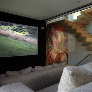 This is an example of a contemporary home cinema in Amsterdam.