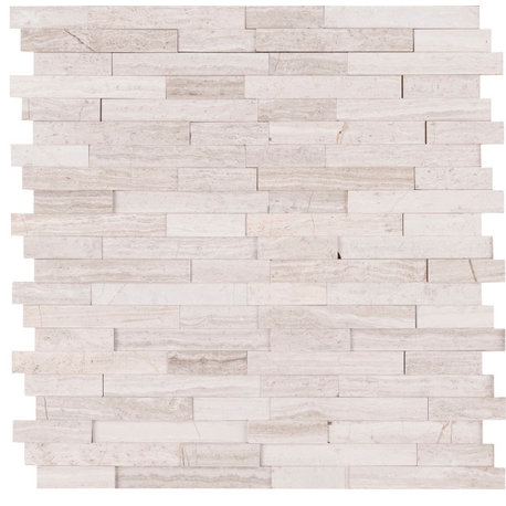 MSI SMOT-PNSIL3D-6MM White Quarry - 12" x 12" Linear Mosaic Sheet - Gray