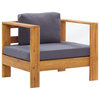 vidaXL Patio Sofa Chair Chair with Cushions Solid Acacia Wood in Teak Look