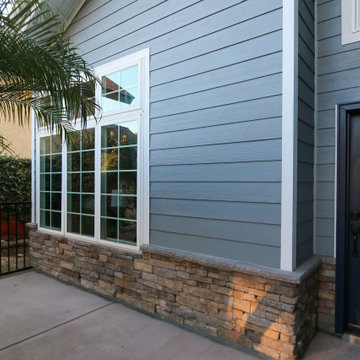 San Diego Exterior Remodel with Stone Veneer and Window Replacement