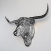 Faux Metallic Texas Longhorn Head Wall Decor, Silver