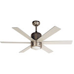 Hardware House - Horizon 48" Ceiling Fan, Satin Nickel, Silver/Maple Blade Opal Glass - Get a clean and modern look for your home with this handsome 48 inch tri-mount ceiling fan from Hardware House. This satin nickel finish fan comes with six silver/maple reversable blades and a opal Glass light. Features three speed remote control, reverse switch on fan and a limited lifetime warranty.