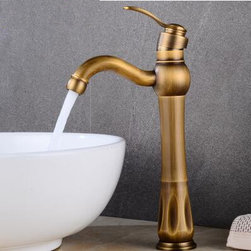 Antique Brass Mixer Water Rotatable High Version Bathroom Sink Tap TA0260H - Bathroom Sink Faucets