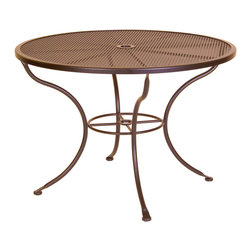 Micro Mesh 42" Round Dining Table with 2" Umbrella Hole - Outdoor Dining Tables