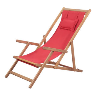Vidaxl Folding Beach Chair Fabric and Wooden Frame Red - Contemporary -  Outdoor Dining Chairs - by Vida XL International B.V. | Houzz