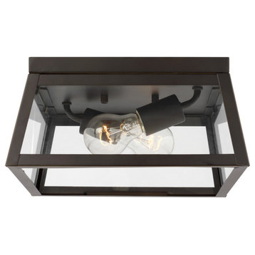 Founders Two Light Outdoor Flush Mount in Antique Bronze