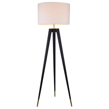 BETHEL INTERNATIONAL MFL17X-GD 1-Light Floor Lamp,Black & Brass