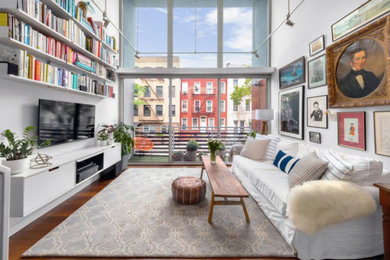 Inspiration for an eclectic family room remodel in New York