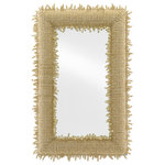 Currey & Company - Jeanie Large Mirror - Textural playfulness results when strung wooden beads are fastened to the frame of our Jeanie Large Mirror, particularly when the ends of strands extend beyond the edge of the tan decorative mirror. For a darker-toned version of this design, see our Pasay Large Mirror.