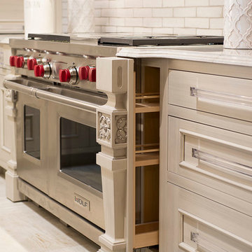 White Kitchen with Pull Out Spice Racks