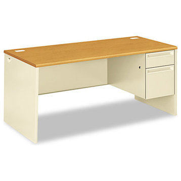 38000 Series Right Pedestal Desk, 66"x30"x29-1/2", Harvest/Putty