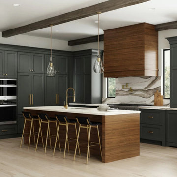 Graphite Grey with Wood kitchen cabinets