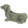 Rustic Distressed Grey Stone Finish Dachshund Dog Indoor Outdoor Planter Pot