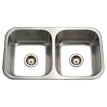 Houzer ED-3108-1 Elite Series Undermount Stainless Steel 50/50 Double Bowl Sink