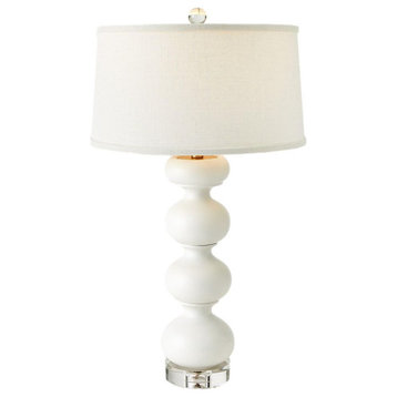 Elegant White Ceramic Stacked Orbs Table Lamp 26.5 in Curvy Modern Minimalist