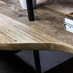 Hannah Reused Scaffolding Boards, Steel Pipe & Glass Industrial Desk & Shelves - Desks & Writing Bureaus