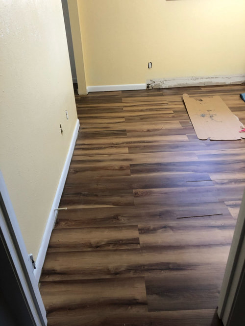 Laminate planks installed in “brick” pattern