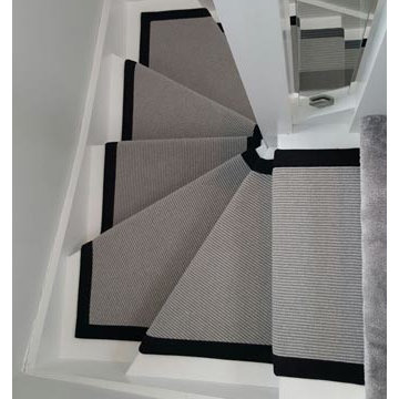 Grey Carpet with a Black Border to Stairs