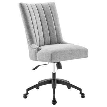 Empower Channel Tufted Fabric Office Chair Black Light Gray