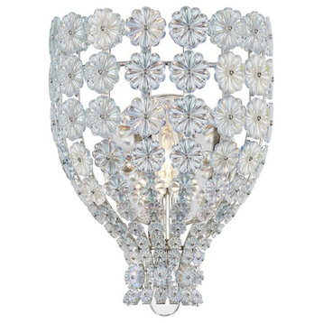 Hudson Valley Floral Park 1 Light Wall Sconce, Nickel/Clear Glass 8201-PN