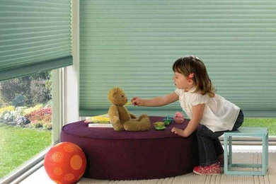 Kids' room - traditional kids' room idea in Detroit with blue walls