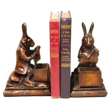 Bookends Bookend TRADITIONAL Lodge Rabbit Resin Hand-Cast Carved