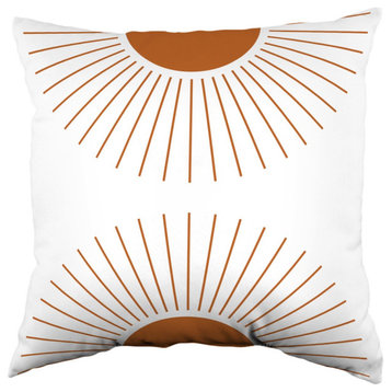 Geometric Mid Century Modern Double Rays Double Sided Pillow, 16"x16"