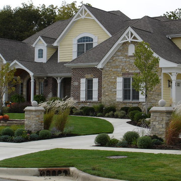 Batavia French Colonial Landscape with year round color and natural flagstone wa