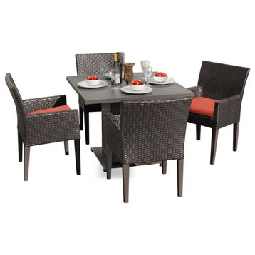 TK Classics Napa Square Dining Table with 4 Dining Chairs in Tangerine