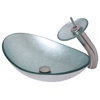 Argento Slipper Silver Foiled Glass Vessel Bath Sink Combo with Faucet and Drain, Brushed Nickel