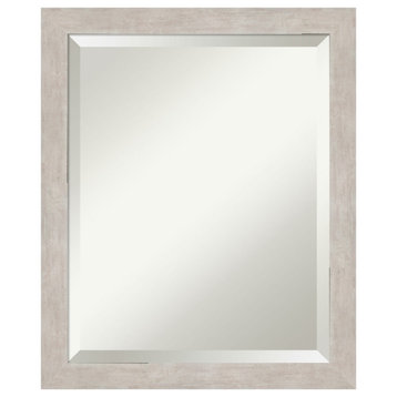 Marred Silver Beveled Wood Wall Mirror 18.5 x 22.5 in.