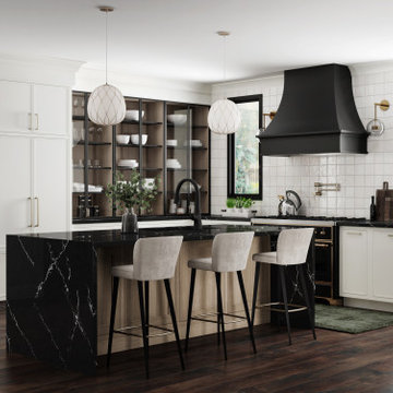 A Curved Wood Hood in a Refreshing Kitchen Design