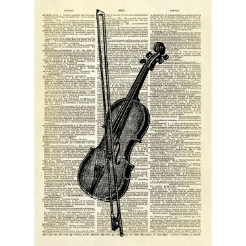 Violin Musical Instrument Dictionary Art Print, Black