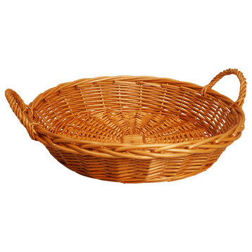 22 Round Willow Basket, Honey Stain