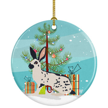English Spot Rabbit Christmas Ceramic Ornament, Multicolor