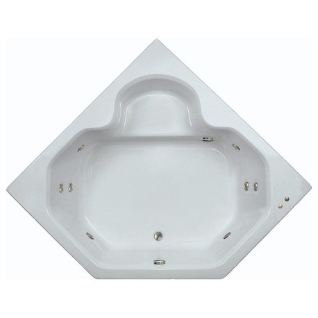 60"L x 60"W CW White Whirlpool Bath