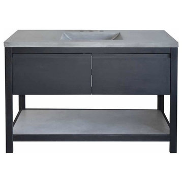 48" Solace Vanity Base in Midnight Oak with Palomar Vanity Top and Sink in Ash