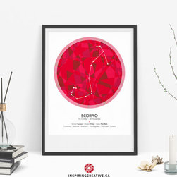SCORPIO Zodiac Constellation Poster - Abstract Modern Art Gallery Quality Gicl&eacute;e - Prints And Posters