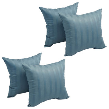 17" Jacquard Throw Pillows With Inserts, Set of 4, Shimmer Ocean