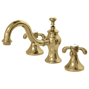 Kingston Brass KC7162TX 8" Widespread Bathroom Faucet, Polished Brass