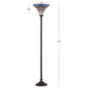 Peacock Tiffany-Style 70" Torchiere Floor Lamp, Bronze