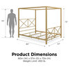 Modern Canopy Bed, Metal Frame With Crisscross Head & Footboard, Gold, Full