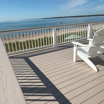 TimberTech Deck with Drink Rail, ADA Rail Upgrades Wareham, MA Coastal Cottage