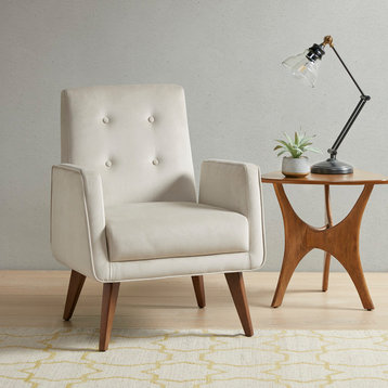 INK+IVY Lacey Button Tufted Mid-Century Accent Arm Chair, White