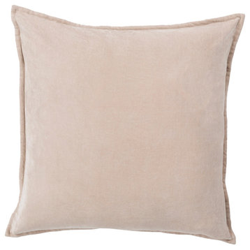 Cotton Velvet Pillow, Taupe, Poly Fill, 18"