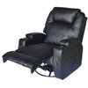 Living Room Recliner Massage Chair Heated Vibrating PU Leather - Black