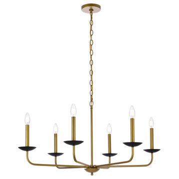Charlie 36" Pendant, Black and Brass