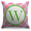"Letter W - Circle Plaid" Outdoor Pillow 18"x18"